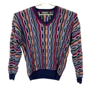 Grandpa Vibes Sweater Vintage 90s Linksport Dark Academia Mens Multicolor Size M